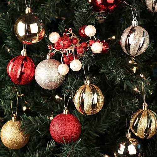 Miniatura 4 de Juego de 30 adornos de bolas de Navidad, bolas de adornos de Navidad inastillables, decoración de árbol de Navidad, bolas de árbol de Navidad rojas