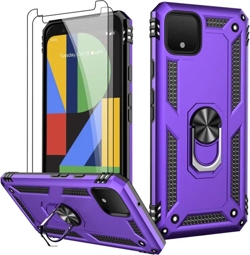 Miniatura 113 de LUMARKE Funda para Google Pixel 5 con protector de pantalla, pasa 16 pies, probada en caídas, grado militar, con soporte de anillo magnético, Rojo