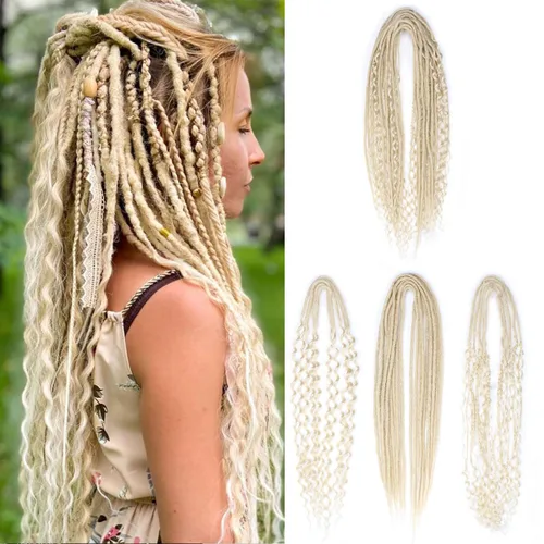 Miniatura 62 de 15 extensiones de rastas de doble extremo, 24 pulgadas, extensiones de rastas falsas de 0.6 pulgadas, color marrón degradado, extensiones de rastas