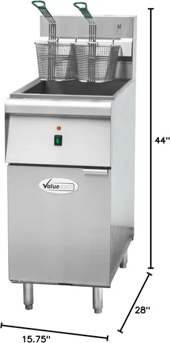 Miniatura 10 de Value Series Freidora Comercial Eléctrica de Piso, Freidora Profunda de Acero Inoxidable de 18 kg para Restaurantes, 1 Fase, 240V