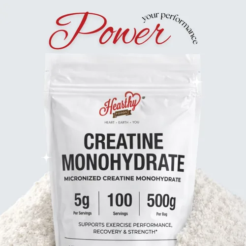 Miniatura 7 de HEARTHY FOODS Polvo de Monohidrato de Creatina Micronizado 500G - 100 porciones, 5000mg por porción (5g) - 17.64 oz para el crecimiento