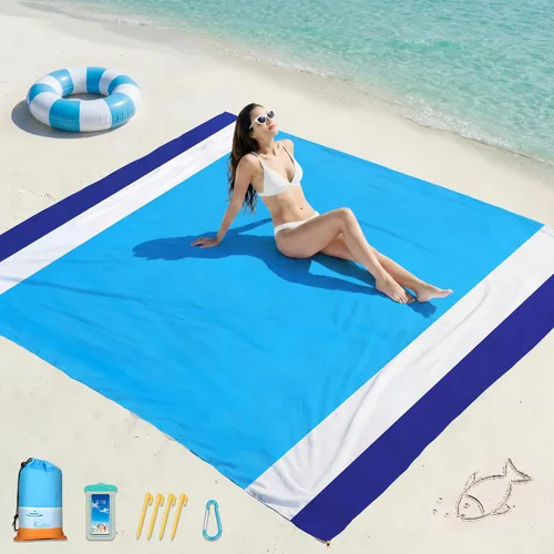 Miniatura 104 de Famstar Beach Blanket Oversized Extra Large 78"X81"/10'X9',Waterproof Sandproof Beach Blanket 2-8 Adults Lightweight Durable for Travel Camping