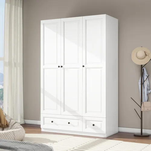 Miniatura 10 de Armario Armario con cajones: armario de dormitorio de 74 pulgadas para ropa colgante, armarios negros con puertas, armario moderno con estantes