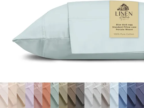Miniatura 42 de Linen Home Juego de fundas de almohada King de 500 hilos, fundas de almohada 100 % algodón de fibra larga, juego de 2 fundas de almohada de satén
