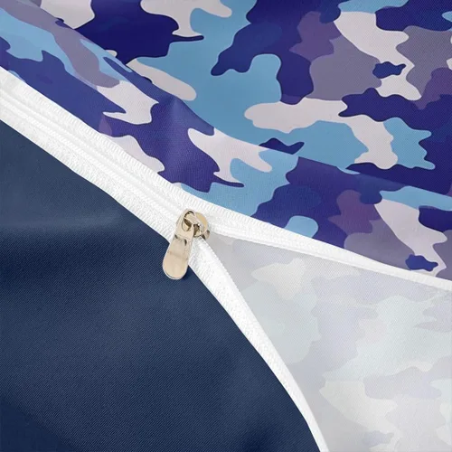 Miniatura 7 de Juego de funda de edredón con estampado de camuflaje, tamaño individual, funda de edredón reversible de geometría azul, gris, morado (no edredón)