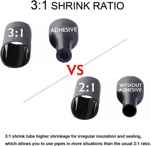Miniatura 4 de Tubo termorretráctil negro 3:1 de doble pared con adhesivo marino forrado con pegamento impermeable para cables, protectores de cables, conectores