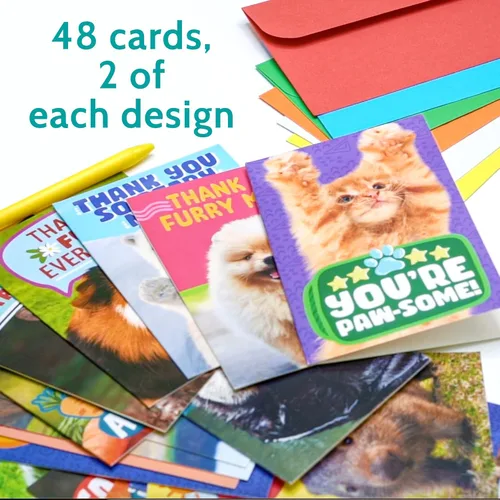 Miniatura 2 de T MARIE 24 divertidas tarjetas de felicitación de animales, diseños humorísticos sin repeticiones, tarjetas de notas a granel de 4.5 x 6.25 pulgadas
