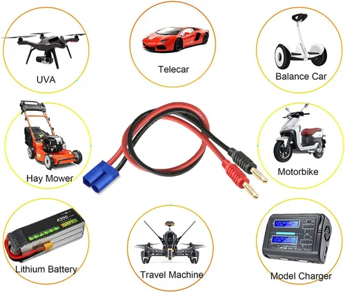 Miniatura 2 de Enchufe de conector EC5, conector EC5 macho a 0.157 in, adaptador de cable de carga de batería con cable de 12 AWG de 11.8 in para juguetes