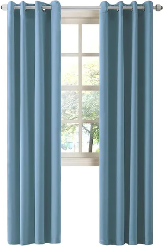 Miniatura 64 de LA PALMA Cortinas opacas con aislamiento térmico y ojales, para sala de estar, dormitorio, paquete de 2 paneles