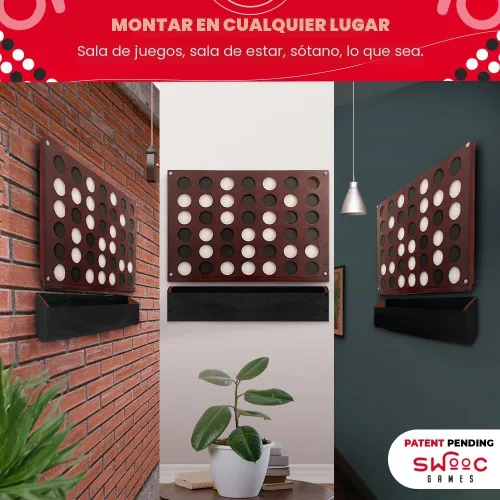 Miniatura 6 de Swooc Games® - Juego de pared gigante 4 en una fila - 60% más silencioso - Juegos de pared de tamaño jumbo - Juego de sala de juegos, accesorios