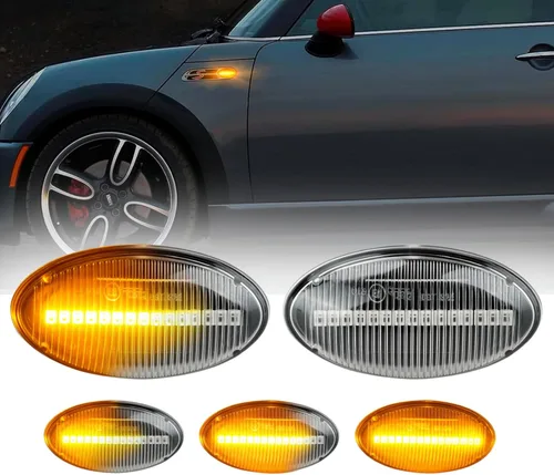 D-Lumina Luces LED Secuenciales de Marcador Lateral Señal de Giro Conjunto de Lámpara Intermitente Lente Transparente para MINI Cooper R50 R52 R53