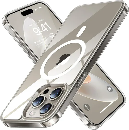Miniatura 7 de TORRAS Funda ultra magnética para iPhone 15 Pro, [probada en 3 caídas de grado militar] [compatible con MagSafe], a prueba de golpes, translúcida