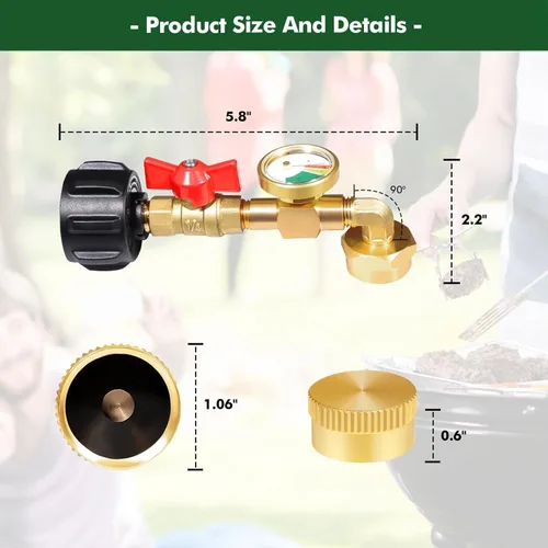 Miniatura 6 de Adaptador de recarga de propano para tanques de 1 libra, adaptador de recarga de propano para cilindro de propano recargable de 1 libra, convertidor