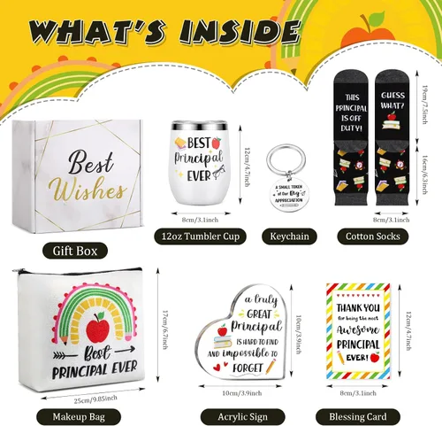 Miniatura 2 de Sliner 7 Piezas Regalos de Apreciación para Director/Directora para Mujeres Hombres Vaso Tumbler de Acero Inoxidable de 12oz Llavero Calcetines