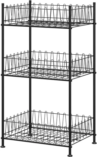Miniatura 8 de Organizador de botellas de agua de 3 niveles para botellas de agua, estante de almacenamiento de metal para bebidas y refrescos, soporte para Negro