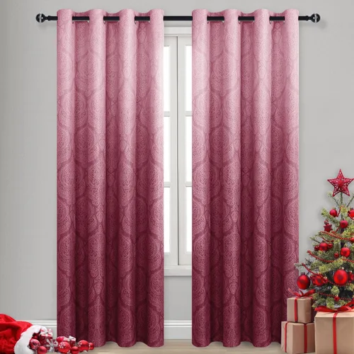 Miniatura 110 de DWCN - Cortinas blackout para dormitorio, diseño de damasco con aislamiento térmico y ojales, para sala de estar, juego de 2 paneles de cortina Gris