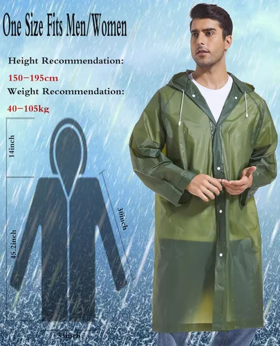 Miniatura 4 de 2 abrigos de lluvia de Borogo para adultos, chaquetas de lluvia reutilizables para hombres y mujeres