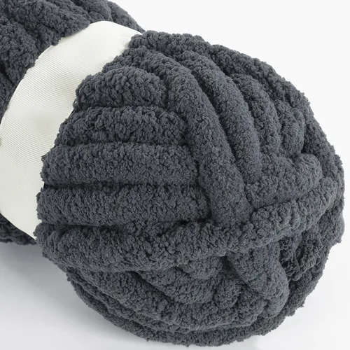 Miniatura 8 de HOMBYS Hilo de Chenille Grueso Carbón para Crochet, Hilo Grueso Espeso y Esponjoso para Tejer, Hilo Súper Grueso para Tejer Mantas a Mano, Hilo
