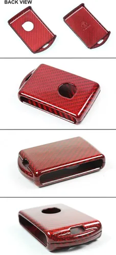 Miniatura 2 de Funda protectora de fibra de carbono roja de alta calidad compatible con llavero remoto Volvo XC40 XC60 XC90 S90 V90 2017-2019
