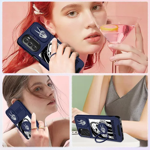 Miniatura 6 de Funermei Funda para Moto G Stylus 5G 2022, funda para teléfono con diseño de calavera de esqueleto para mujeres y niñas, diseño gótico, Como