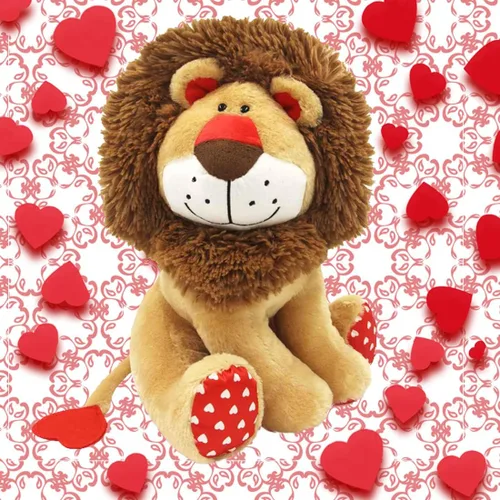 Miniatura 4 de WEIGEDU Peluche de león de amor, juguete de peluche de león rey con cola en forma de corazón de melena para niños, niñas, bebés, parejas, amantes