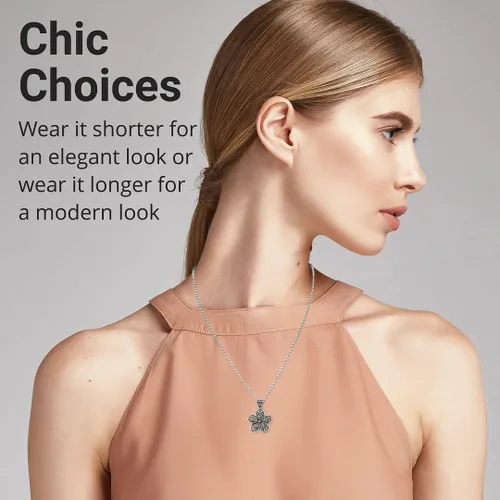 Miniatura 5 de Shop LC - Colgante de flor de plata de ley 925, collares con colgante de filigrana floral para mujer, joyería de disfraz para mujeres, regalos