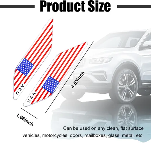 Miniatura 2 de Ziciner 2 PCS Emblema de Insignia 3D de la Bandera de Estados Unidos, Insignia de Emblema para Guardabarros Delanteros de Automóvil, Calcomanías