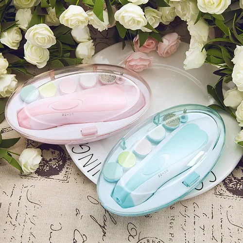 Miniatura 4 de Recortador de uñas para bebé, lima de uñas segura para bebés, cortaúñas eléctrico para recién nacidos, niños pequeños, rosa, rosa