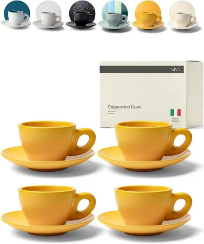 Miniatura 11 de KIVY Tazas de Gres para Espresso, Juego de 4 Piezas - Diseño Italiano, de Paredes Gruesas, 3 oz, Aptas para Microondas y Lavavajillas Verde