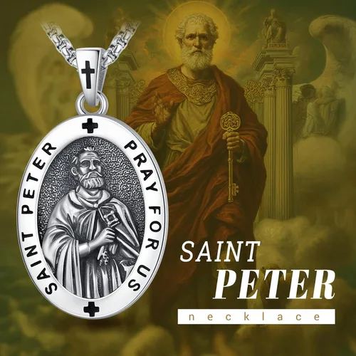 Miniatura 54 de Eusense San Miguel San Cristóbal San Benito San Judas Virgen María Collar chapado en oro 925 joyería religiosa para hombres y mujeres, collar