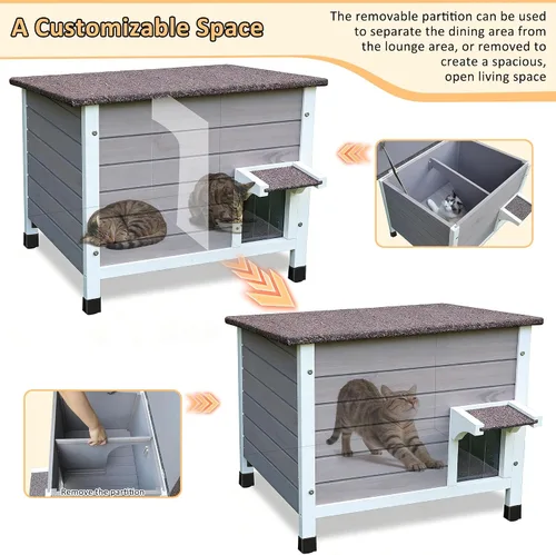 Miniatura 4 de Rockever Casa aislada para gatos, 100% aislada, para exteriores, para invierno, exteriores, para gatos salvajes, resistente a la intemperie, diseño