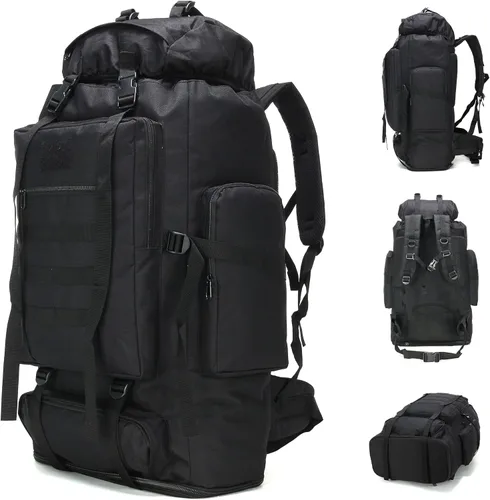 Miniatura 16 de 70L/100L senderismo camping mochila MOLLE mochila impermeable Daypack para viajar, Caqui, Mochila de senderismo 100l