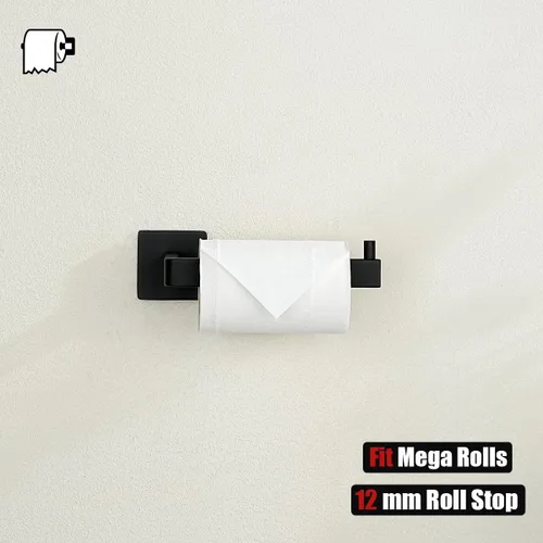 Miniatura 7 de JQK Soporte de papel higiénico negro, dispensador de papel de seda de 0.031 in de grosor de acero inoxidable 304 de 5 pulgadas para baño, soporte