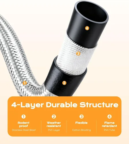 Miniatura 4 de DPB Adaptador de repuesto de propano de 3 pies para 1 libra. Manguera adaptadora de tanque de propano con medidor y válvula de control de Plateado