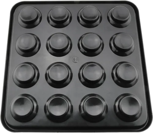 Miniatura 2 de Bandeja de billar estándar para 16 bolas, 16 agujeros, plástico negro, 25x25x3cm/9.84x9.84x1.18inch