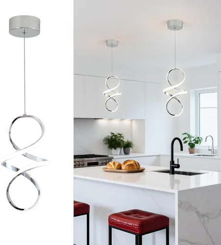 Miniatura 22 de MAYNA Lámpara Colgante LED en Espiral, Candelabro LED Moderno de 18W, 4000K Lámpara Colgante de Altura Ajustable para Cocina, Sala de Estar