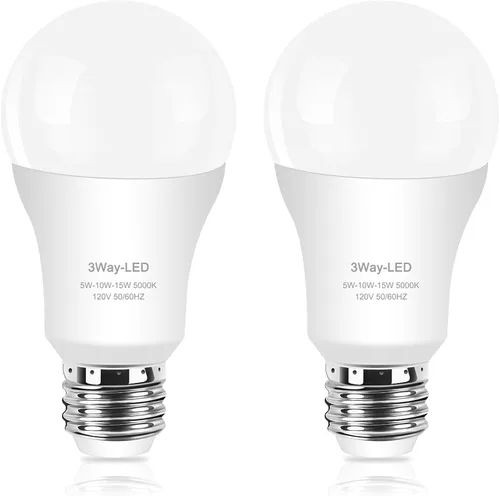 Miniatura 11 de Bombillas de 3 vías 50 100 150 blanco cálido, A19 3000K, 5/10/15W ahorro de energía 500 1000 1500 lúmenes, bombillas LED de base E26 perfectas