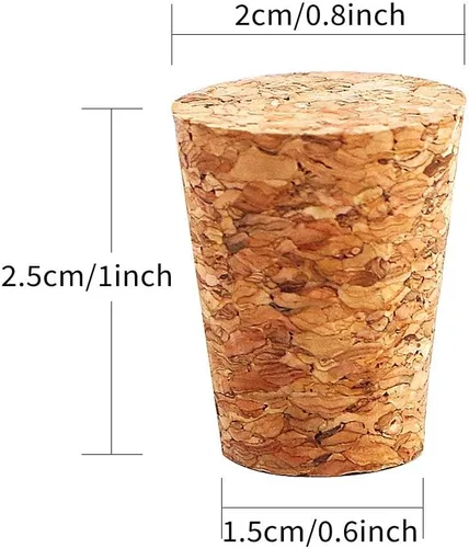 Miniatura 2 de 100 tapones de corcho cónicos #7, tapones de corcho de vino en blanco de primera calidad, tapones de repuesto de corchos, 0.8 x 0.6 x 1 pulgada