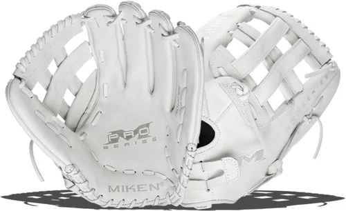 Miniatura 17 de Miken Pro Series - Guantes de sóftbol de lanzamiento lento, 13 pulgadas, blanco/rojo blanco/blanco