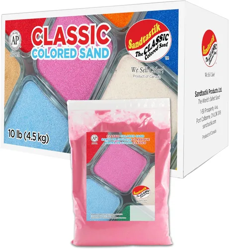 Miniatura 18 de Sandtastik Arena blanca de color clásico: caja a granel de 10 libras de arena de grano fino vibrante para artes y manualidades, botellas de arena