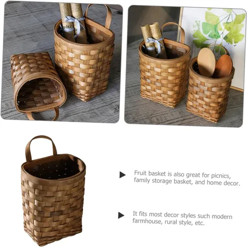 Miniatura 3 de Cesta grande tejida para colgar en la pared para almacenamiento decorativo de flores y verduras, decoración para cocina, jardín y picnics