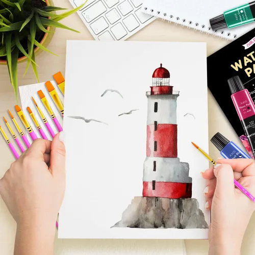 Miniatura 6 de Papel de acuarela de color blanco, paquete de 2 (64 hojas), cuaderno de bocetos de papel de color de agua, bloc de papel de acuarela, cuaderno