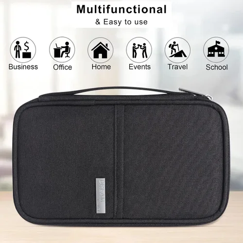 Miniatura 6 de Unaone Billetera para pasaporte de viaje, Negro -, Soporte para pasaporte