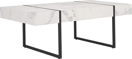 Miniatura 7 de SAFAVIEH Home Collection - Mesa de centro rectangular moderna Tristan con parte superior de madera negra y base de metal negro, mesa minimalista