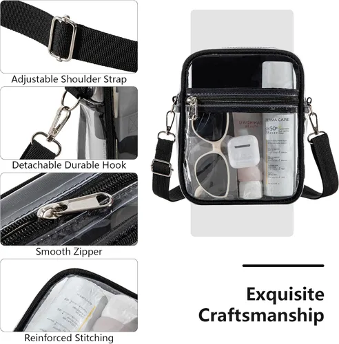 Miniatura 5 de Bolso cruzado transparente - Bolsa de asas transparente impermeable, bolsa transparente de PVC ligera de 0.012 in