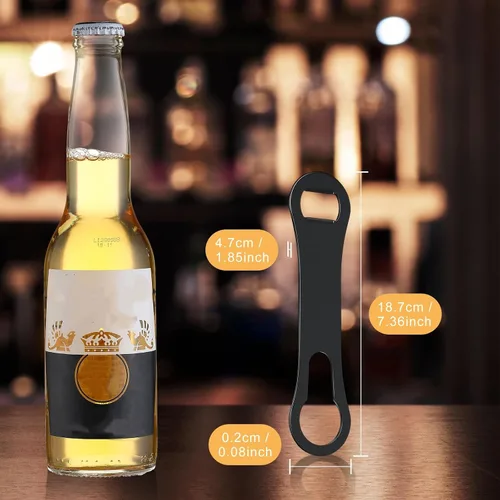Miniatura 2 de Paquete de 2 abrebotellas y removedor de boquilla de vertido, barra de metal plana, abridor de llaves de velocidad de acero inoxidable, abrebotellas