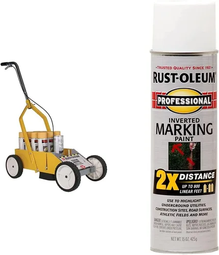 Rust-Oleum 2395000 - Máquina de marcado de líneas de rayas de alto rendimiento, 9 x 27.5 pulgadas, color amarillo y 266593-6PK 266593-6PK Pintura en