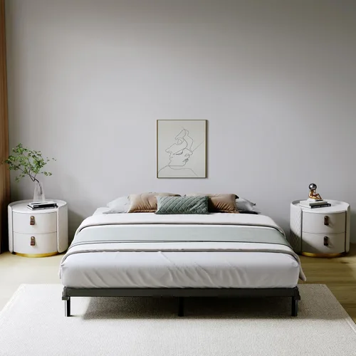 Miniatura 7 de SHLAND Base para somier Queen de 2 pulgadas de perfil bajo, láminas de cama de montaje fácil, estructura metálica resistente, base de apoyo para 2