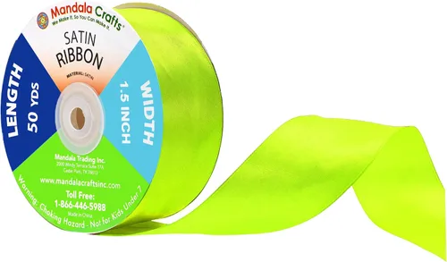 Miniatura 90 de Mandala Crafts Cinta de satén verde manzana para manualidades, cintas de tela de 1.5 pulgadas de ancho de 50 yardas para envolver regalos, ramos
