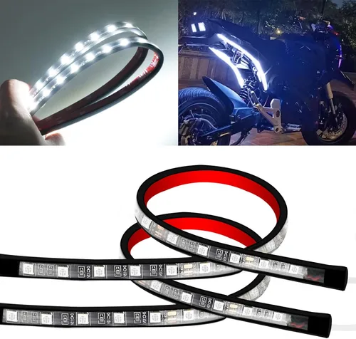 Miniatura 9 de Luz LED Flexible para Motocicleta Atmósfera Tiras de Luces de Neón LED de 12V Tira de Luz Trasera de Freno LED Bajo el Tablero Iluminación de Parada